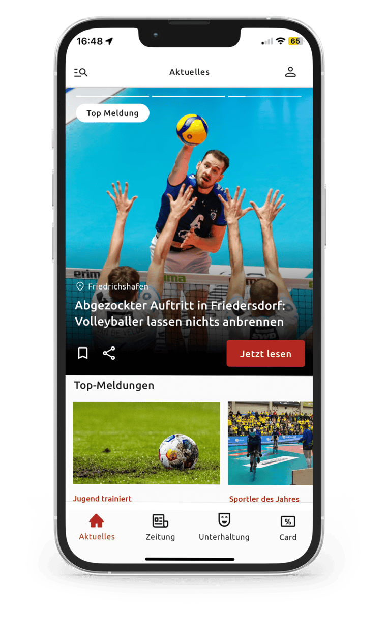 Schwäbische App mit regionalen Sportnachrichten und weiteren regionalen Nachrichten.