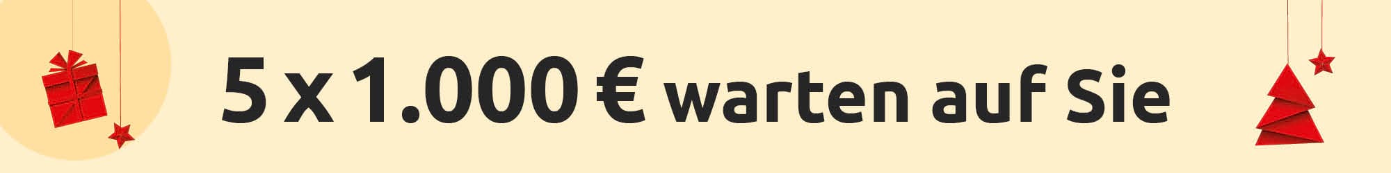 5 x 1.000 € gewinnen beim Schwäbische Weihnachtsgewinnspiel 2025. Jetzt mitmachen!