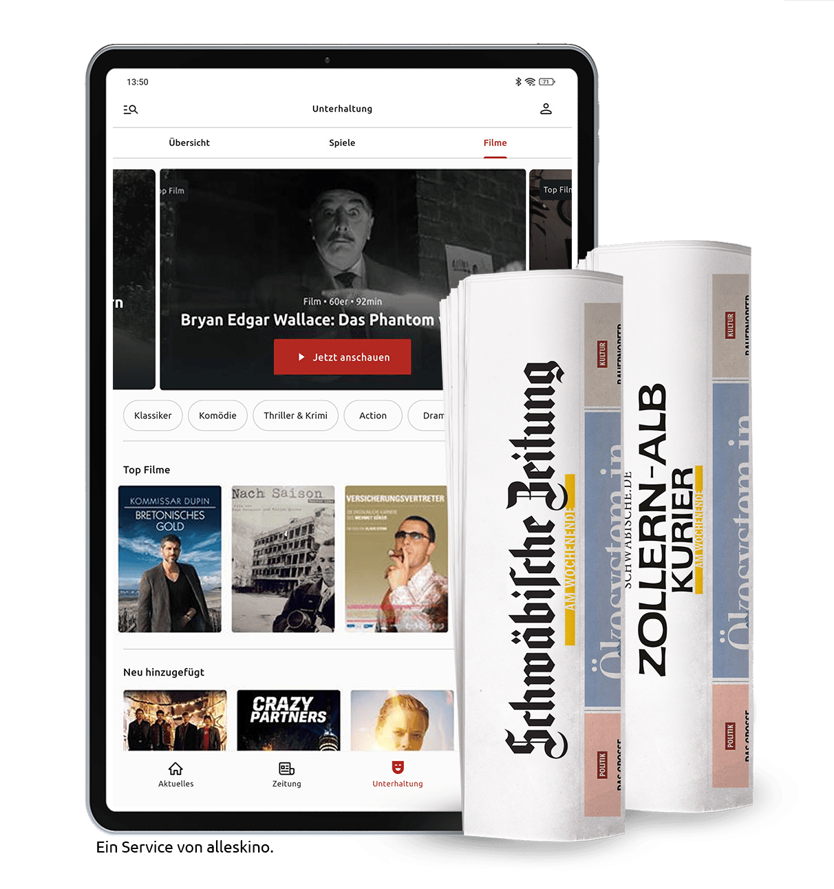 Schwäbische Zeitung und Zollern-Alb-Kurier: Gedruckte und digitale Zeitung lesen, Filme streamen & gratis Tablet sichern!